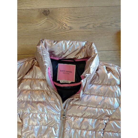 Kate Spade Rose Gold Packable Down Filled Puffer Jacket Medium Has Carry Bag - Picture 6 of 16